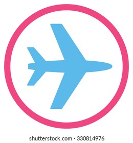 Airport vector icon. Style is flat bicolor pink and blue symbol, rounded angles, white background.