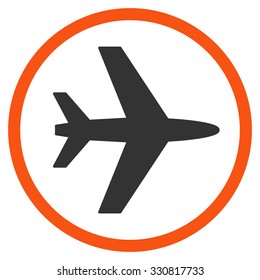 Airport vector icon. Style is flat bicolor orange and gray symbol, rounded angles, white background.