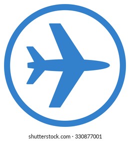 Airport vector icon. Style is flat cobalt symbol, rounded angles, white background.