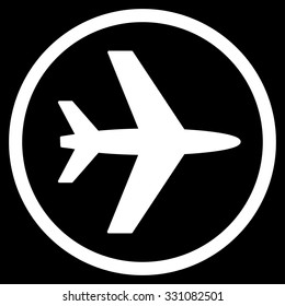 Airport Vector Icon. Style Is Flat White Symbol, Rounded Angles, Black Background.