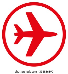 Airport vector icon. Style is flat red symbol, rounded angles, white background.