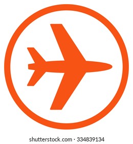 Airport vector icon. Style is flat orange symbol, rounded angles, white background.