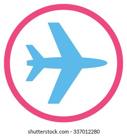 Airport vector icon. Style is flat bicolor pink and blue symbol, rounded angles, white background.