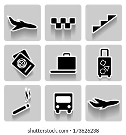 Airport vector icons collection