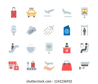 Conjunto de iconos del vector del aeropuerto