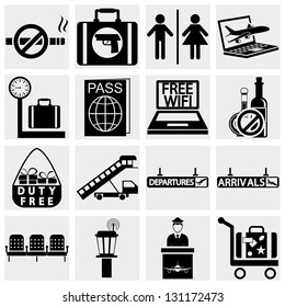 Airport vector  icons set. Elegant series icons and signs