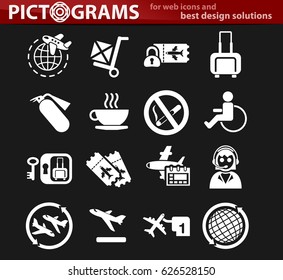 airport vector icons for user interface design