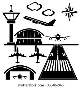 Airport. Vector illustration. Applique with realistic shadows.