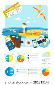 airport vector infrastructure flat icons and graphics element on real landscape backgrounds