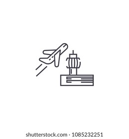 airport vector line icon, sign, illustration on background, editable strokes