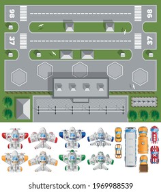 Airport. View from above. Board game. Vector illustration.