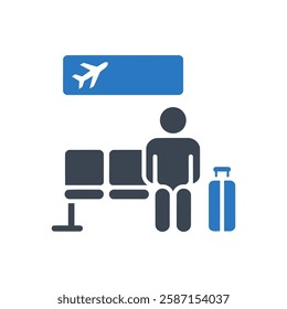 Airport Waiting Icon On White Background