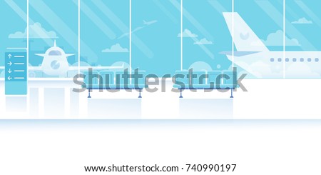 Airport waiting room horizontal Banner. Travel Concept. Flat Vector Illustration.