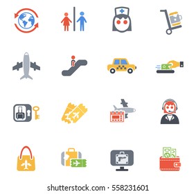 airport web icons for user interface design
