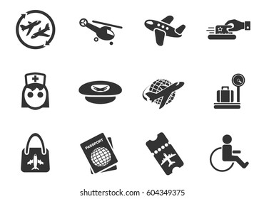 airport web icons for user interface design