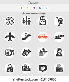 airport web icons for user interface design