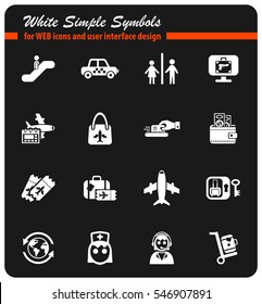 airport white simple symbols for web icons and user interface design
