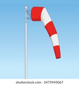 Airport Windsock Flag, condición de velocidad de viento baja, Ilustración vectorial aislada, eps