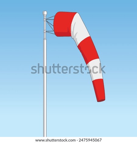 Airport Windsock Flag, Low Wind Speed Condition, vector illustration isolated, eps