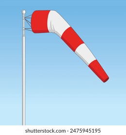 Airport Windsock Flag, Medium Wind Speed Condition, vector illustration isolated, eps