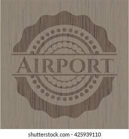 Airport wooden emblem. Retro