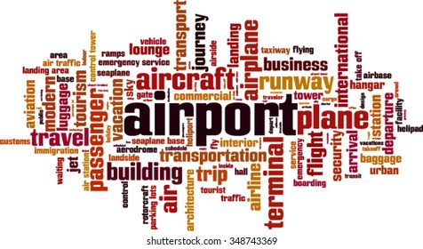 Airport word cloud concept. Vector illustration