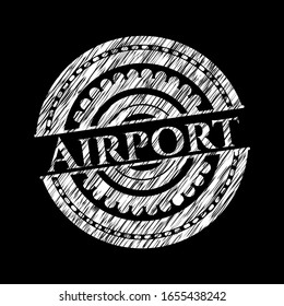 Airport written on a chalkboard. Vector Illustration. Detailed.