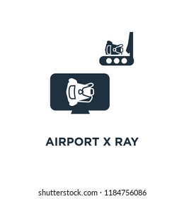 Airport X Ray Machine icon. Black filled vector illustration. Airport X Ray Machine symbol on white background. Can be used in web and mobile.