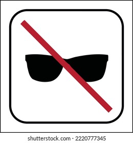 Airports Sea Ports Rail Stations Public Information Sign symbol icon ISO 7001 Standards No sunglasses To instruct persons to remove sunglasses for photographic imaging