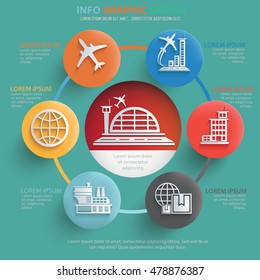 
Airport,transport info graphic design on clean background,vector