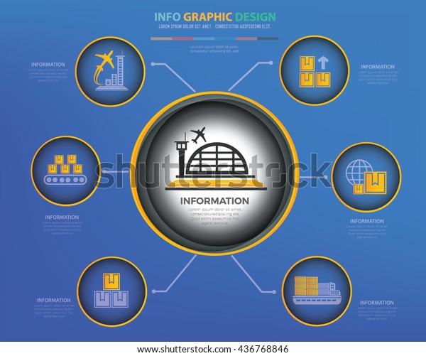 Airport,transport info graphic design\
on blue\
background,vector