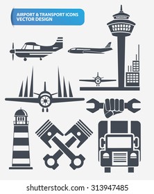 Airport,Transport,logistic and construction icon set design,clean vector