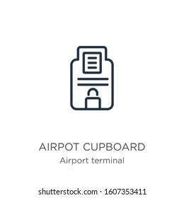 Airpot cupboard icon. Thin linear airpot cupboard outline icon isolated on white background from airport terminal collection. Line vector sign, symbol for web and mobile