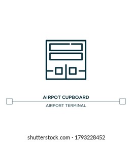 icono de la línea vectorial del armario de airpot. Ilustración de elemento simple. icono del contorno del armario del aeropuerto a partir del concepto de terminal del aeropuerto. Se puede usar para web y móvil

