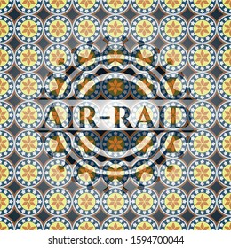 Air-raid arabic style badge. Arabesque decoration.