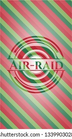 Air-raid christmas emblem background.