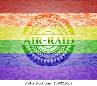 Air-raid emblem on mosaic background with the colors of the LGBT flag