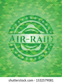Air-raid green mosaic emblem. Vector Illustration. Detailed.
