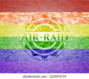 Air-raid on mosaic background with the colors of the LGBT flag
