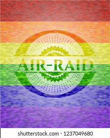 Air-raid on mosaic background with the colors of the LGBT flag