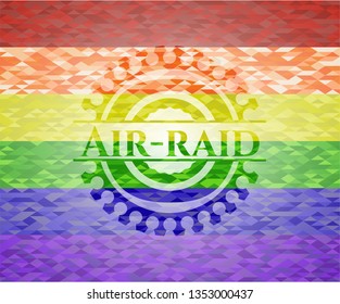 Air-raid on mosaic background with the colors of the LGBT flag