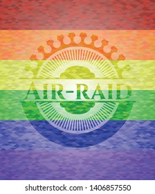 Air-raid on mosaic background with the colors of the LGBT flag