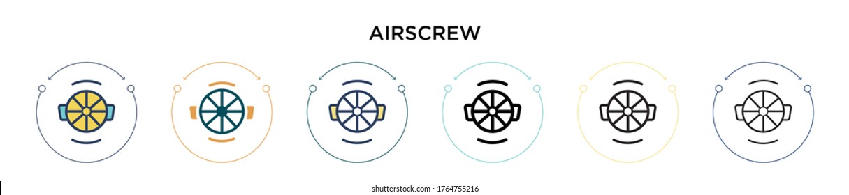 Icono de tornillo de aire relleno, delgado, contorno y estilo de trazo. Ilustración vectorial de dos iconos vectoriales coloreados y negros se pueden utilizar para móviles, ui, web