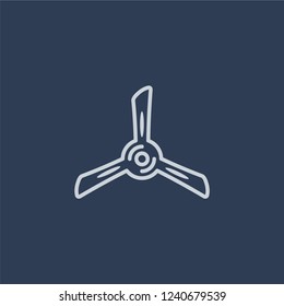 Airscrew icon. Airscrew linear design concept from Astronomy collection. Simple element vector illustration on dark blue background.