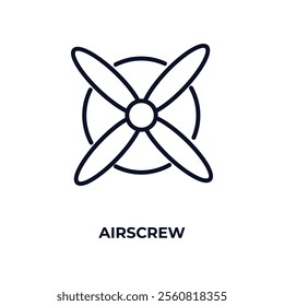 airscrew outline icon. Linear vector from astronomy concept. Thin line airscrew icon isolated on white background