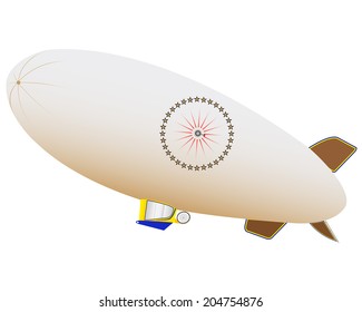 airship for air travel on a white background
