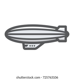 Airship blimp filled outline icon, transport and air vehicle, sky balloon sign vector graphics, a colorful line pattern on a white background, eps 10.