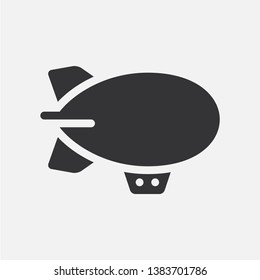 Airship or blimp. Simple flat black and white icon