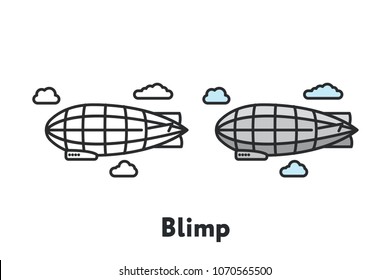 Airship Blimp Zeppelin Minimal Color Flat Line Outline Stroke Icon