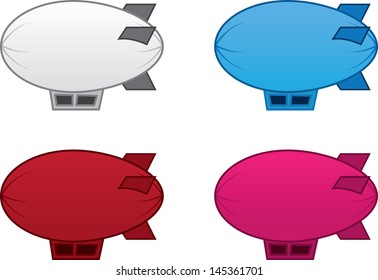 Airship blimps in various colors 